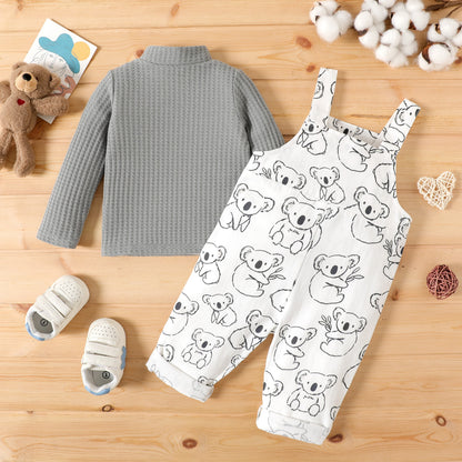 Baby boy/girl panda printed 2pc romper set