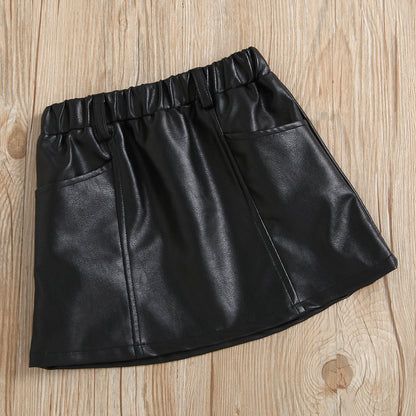 toddler girl high neck dress with leather