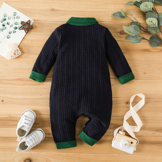 Baby boy teddy collar romper