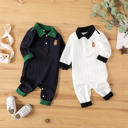 Baby boy teddy collar romper