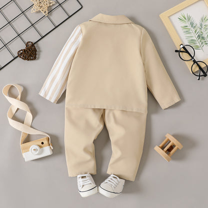 Baby Boy Casual Shirt & Pants Set Beige Sets for kids