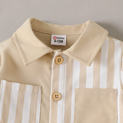 Baby Boy Casual Shirt & Pants Set Beige Sets for kids