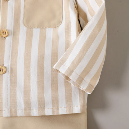 Baby Boy Casual Shirt & Pants Set Beige Sets for kids