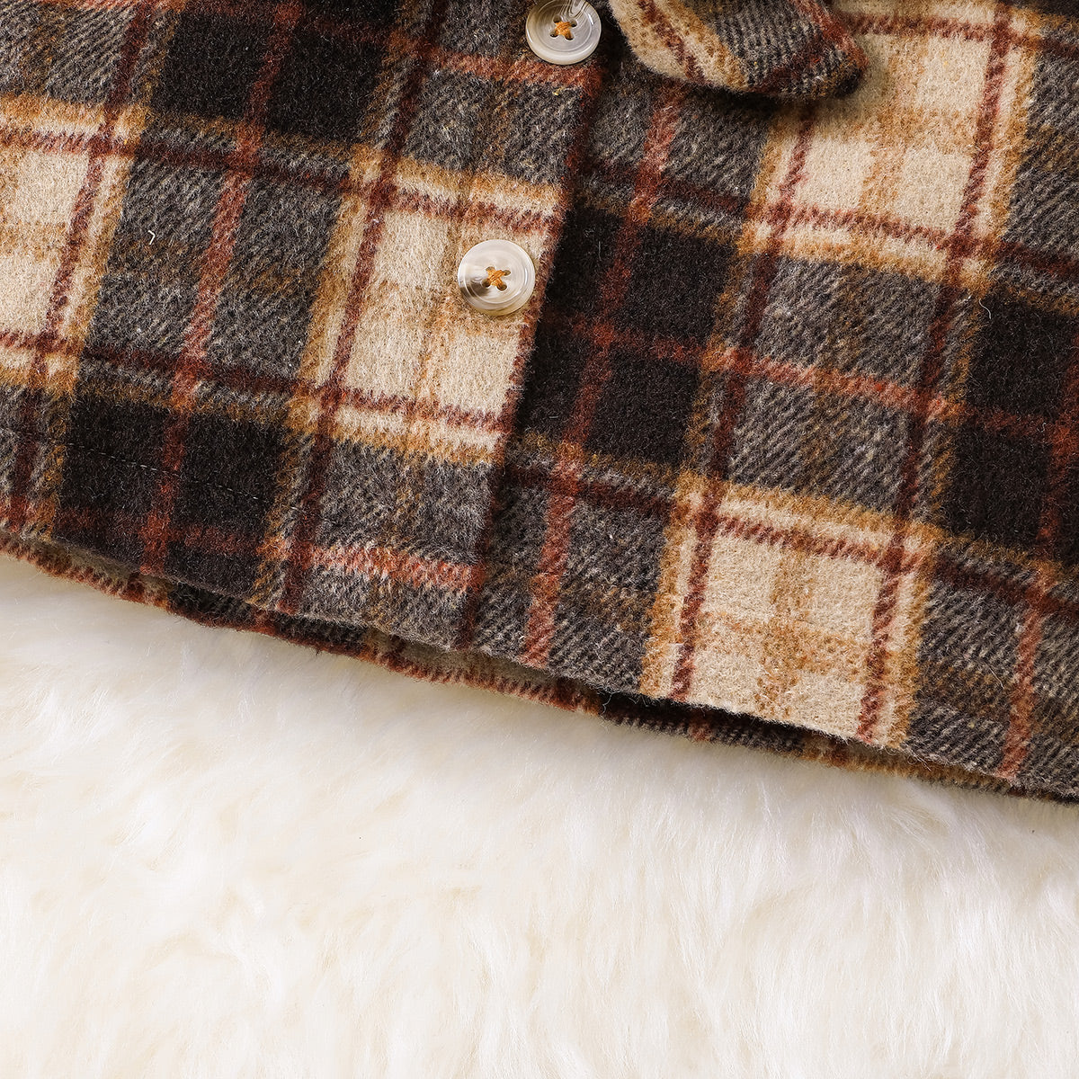 check printed warm frock with headband