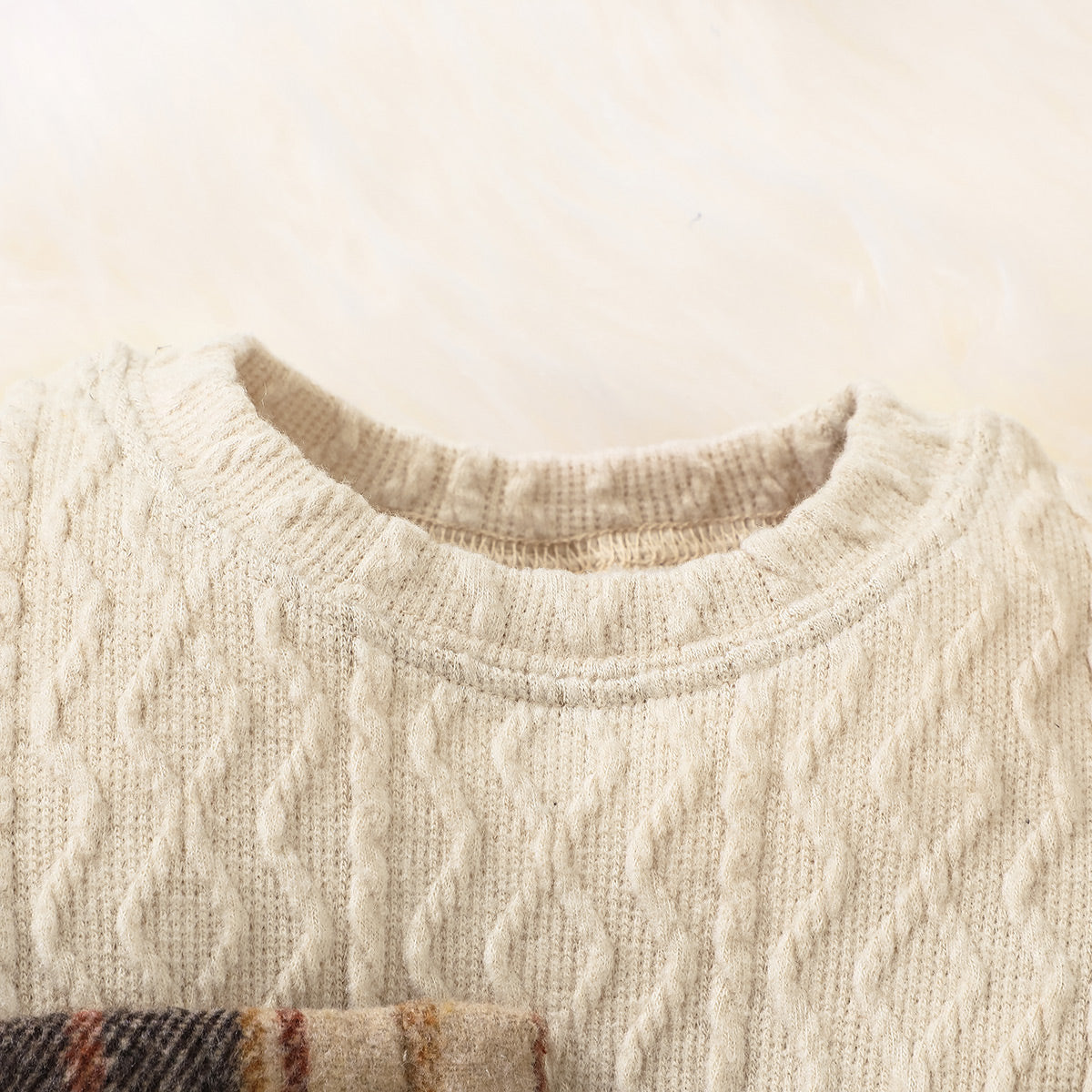 check printed warm frock with headband