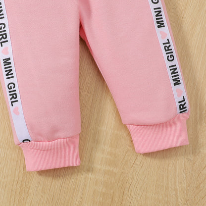 Baby Girl " Mini Girl” Captioned Full Fleece Sweatshirt Set