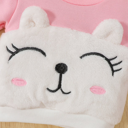 Baby Girl " Mini Girl” Captioned Full Fleece Sweatshirt Set