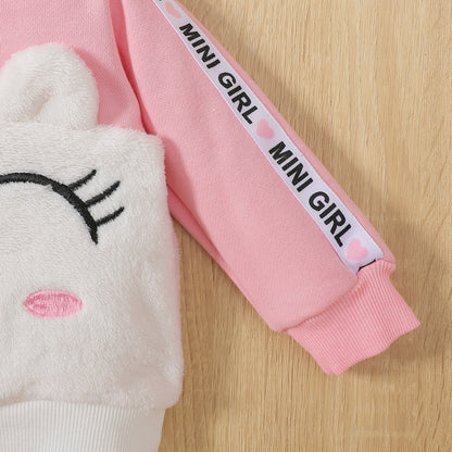 Baby Girl " Mini Girl” Captioned Full Fleece Sweatshirt Set