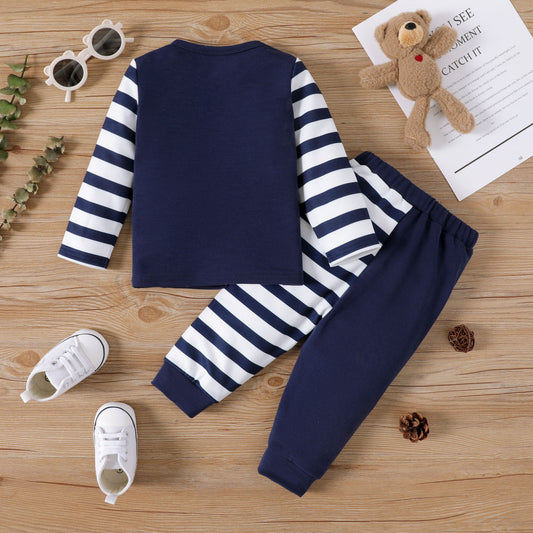 Baby boy panda printed 2pc set Blue for kids