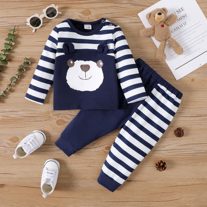 Baby boy panda printed 2pc set Blue for kids