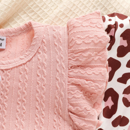 Baby girl leopard printed frock with cotton cardigan Multicolor Dress for kids