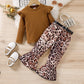 Toddler girl belted smart leopard print set Brown for kids