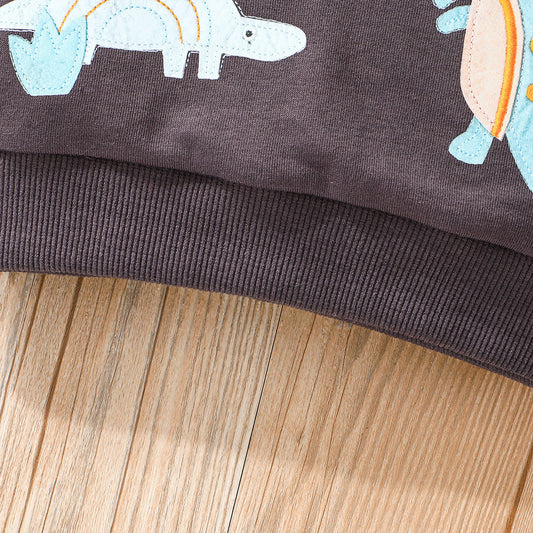 Baby boy dinosaur printed cotton sweatshirt and pant set Multicolor for kids