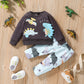 Baby boy dinosaur printed cotton sweatshirt and pant set Multicolor for kids