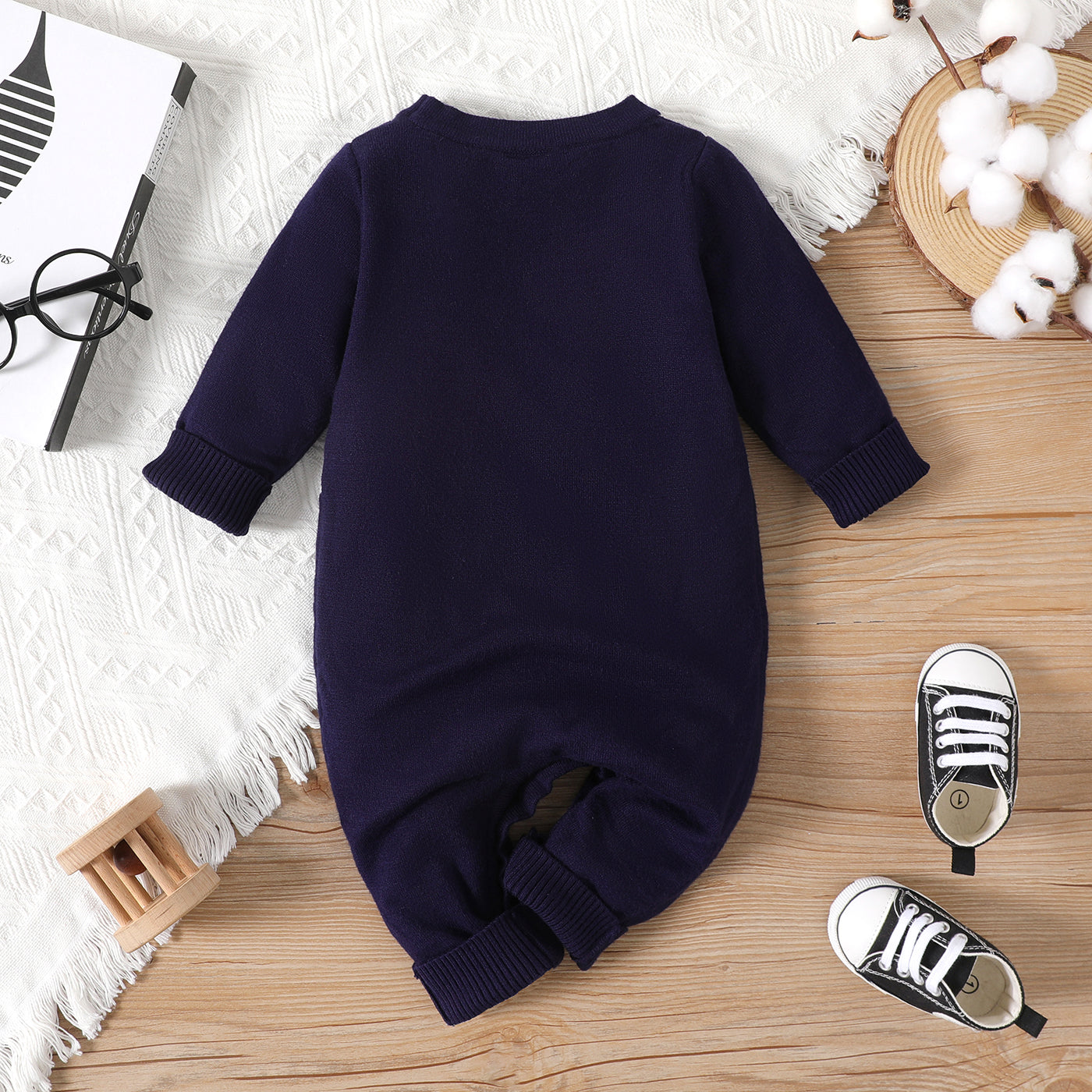 Baby Boy Gentleman Style Romper With Light Fleece