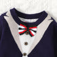 Baby Boy Gentleman Style Romper With Light Fleece