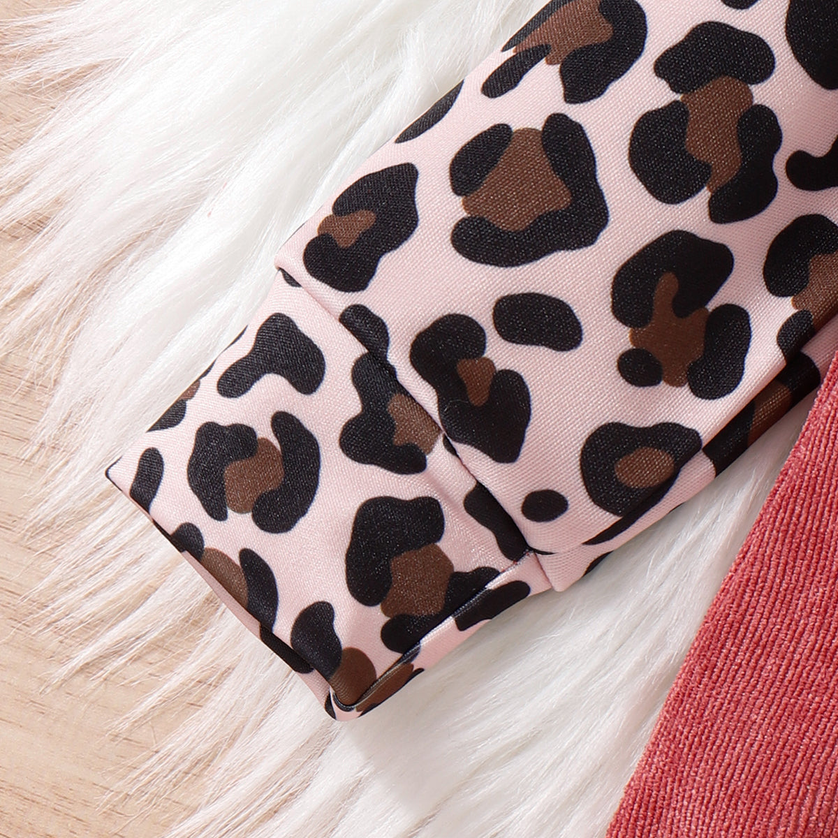 Baby girl leopard style corduroy romper with matching headband