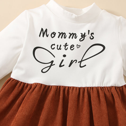 Baby girl mommy’s girl printed dress with jacket set
