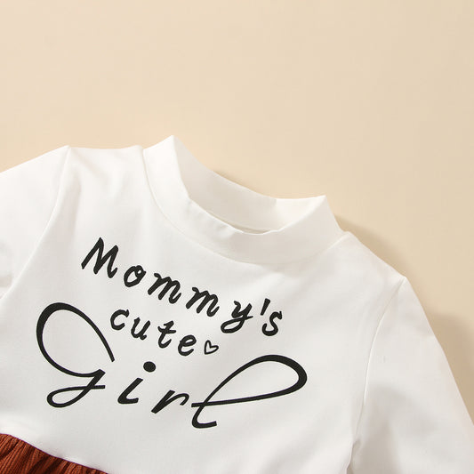 Baby girl mommy’s girl printed dress with jacket set
