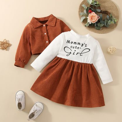 Baby girl mommy’s girl printed dress with jacket set