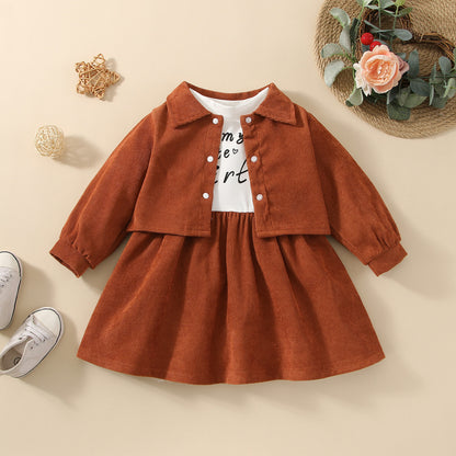 Baby girl mommy’s girl printed dress with jacket set