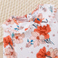 baby girl 2pc floral top corduroy suspender skirt Brown Set for kids