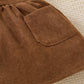baby girl 2pc floral top corduroy suspender skirt Brown Set for kids