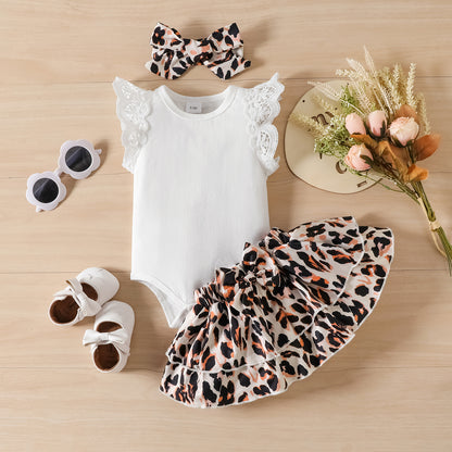 baby girl leopard set Brown for kids