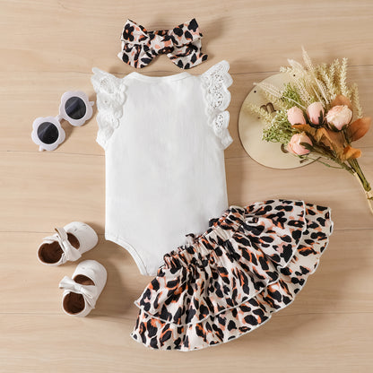 baby girl leopard set Brown for kids