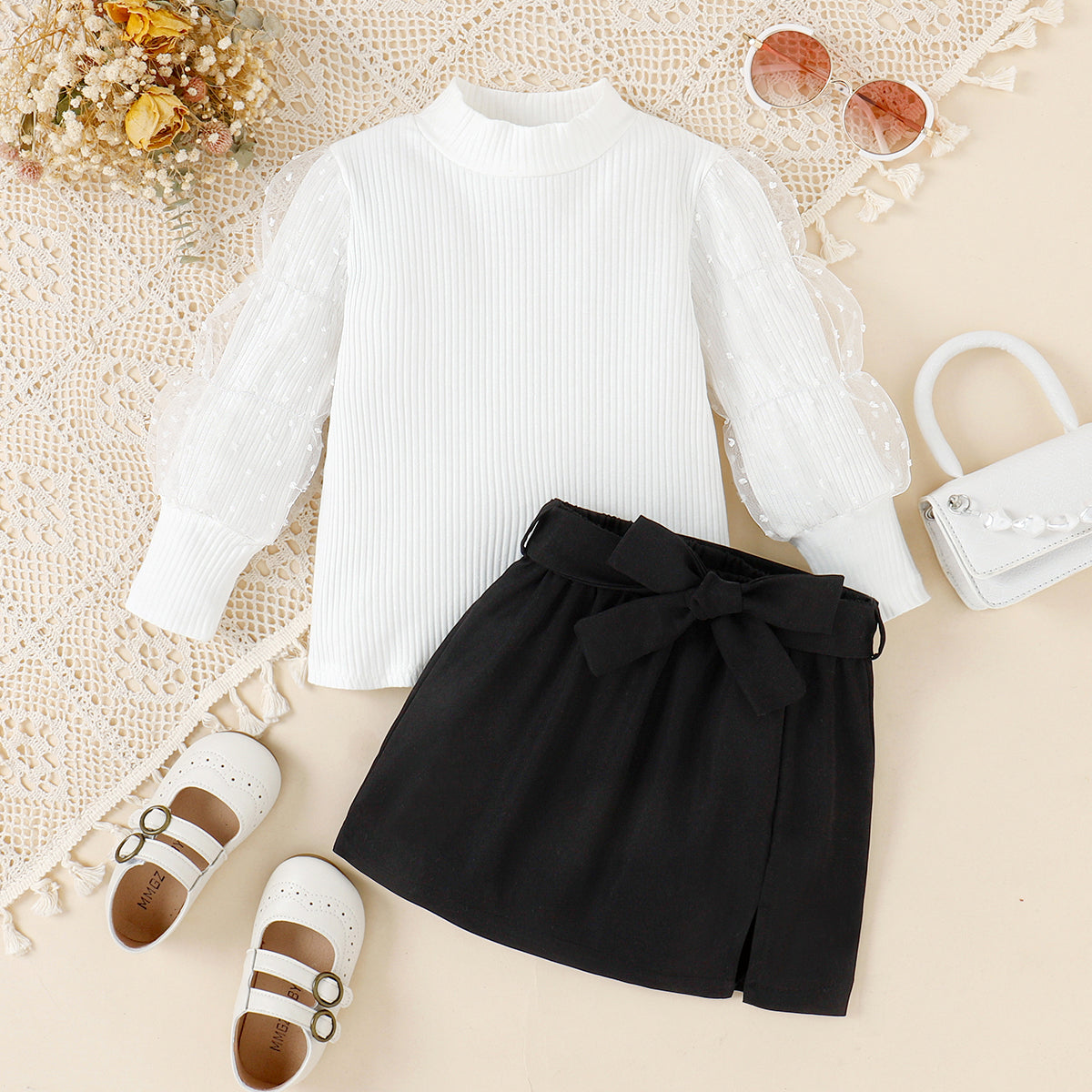 white and black formal frock