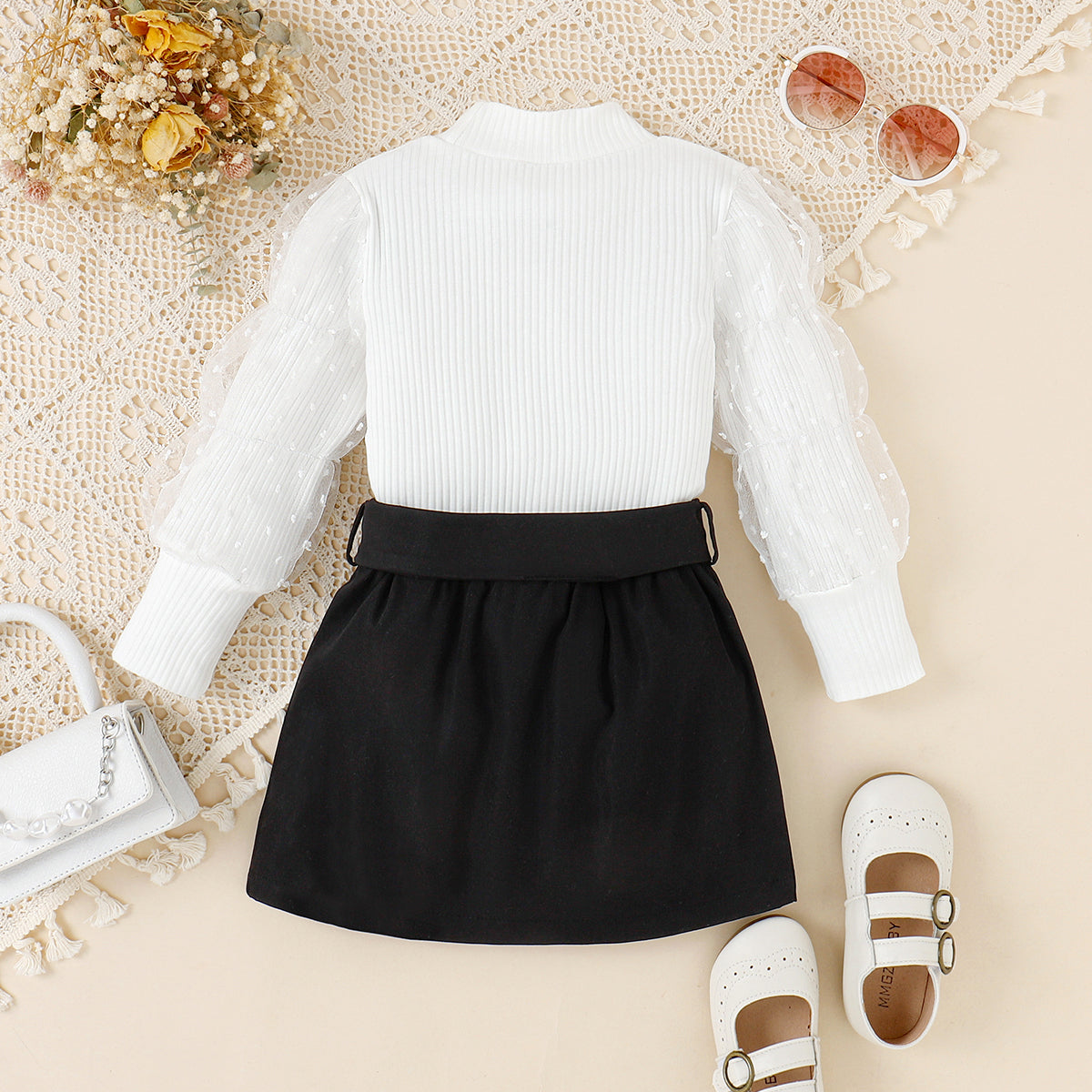 white and black formal frock