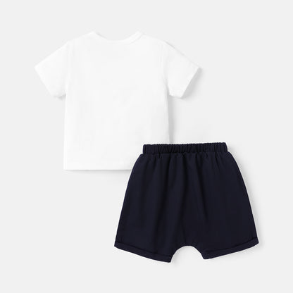 Baby boy dad u r my hero printed 2pc set White for kids