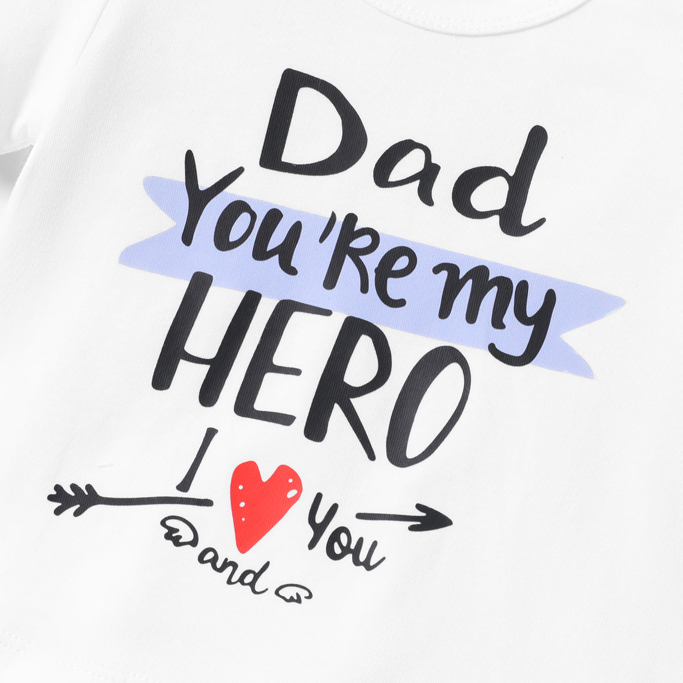 Baby boy dad u r my hero printed 2pc set White for kids