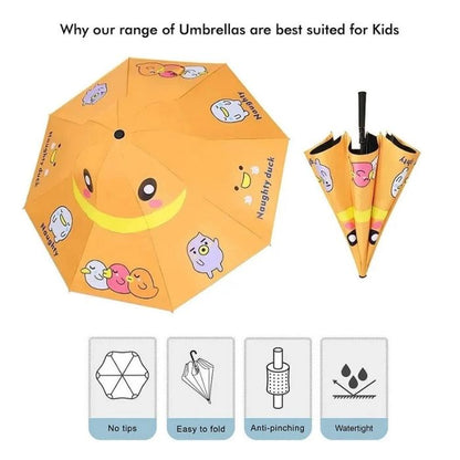 3 Ducklings theme, Unique Mexican Hat Style Kids Umbrella, 5-12 years, Orange
