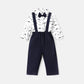 Baby boy formal 2pc suspender set White for kids