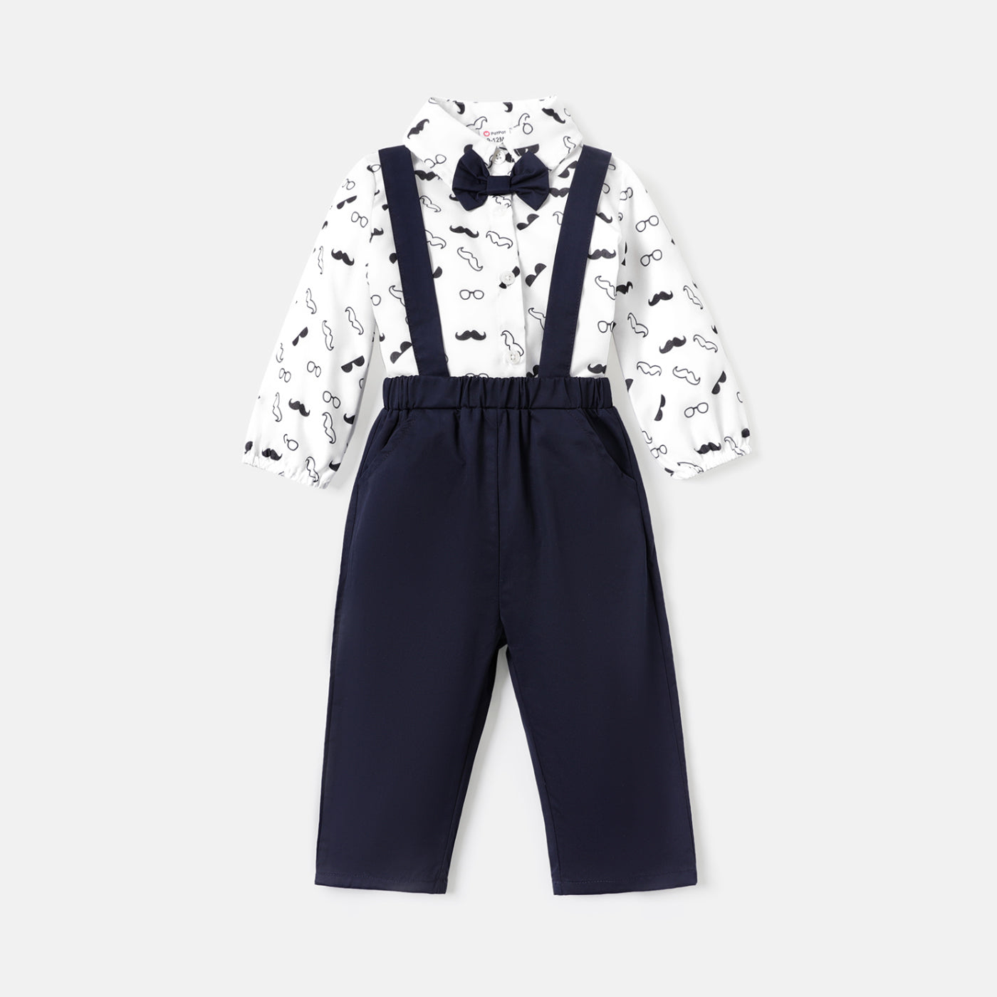 Baby boy formal 2pc suspender set White for kids