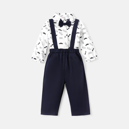 Baby boy formal 2pc suspender set White for kids