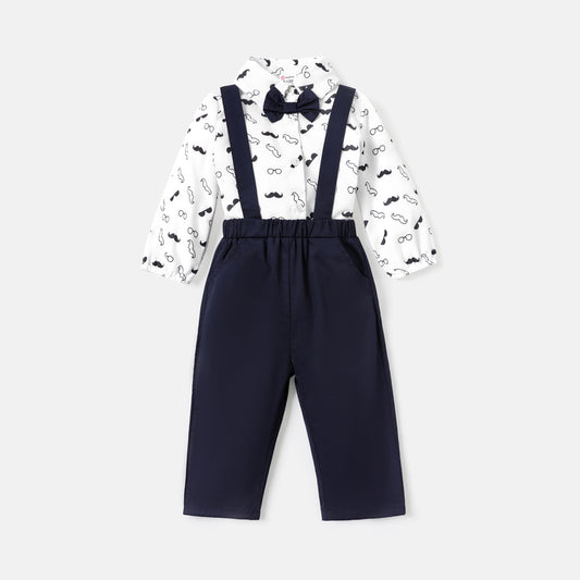 Baby boy formal 2pc suspender set White for kids