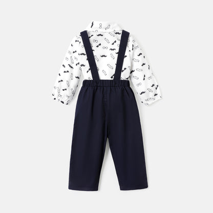 Baby boy formal 2pc suspender set White for kids