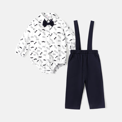 Baby boy formal 2pc suspender set White for kids