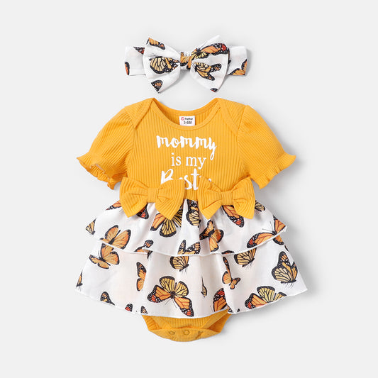 Baby girl “mommy is my bestie” set with headband