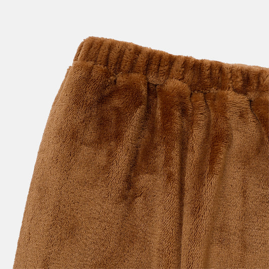 Baby boy 3pc bear set with velvet pants and scarf Brown for kids