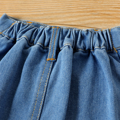 Baby girl 2pc top and denim skirt set Blue for kids