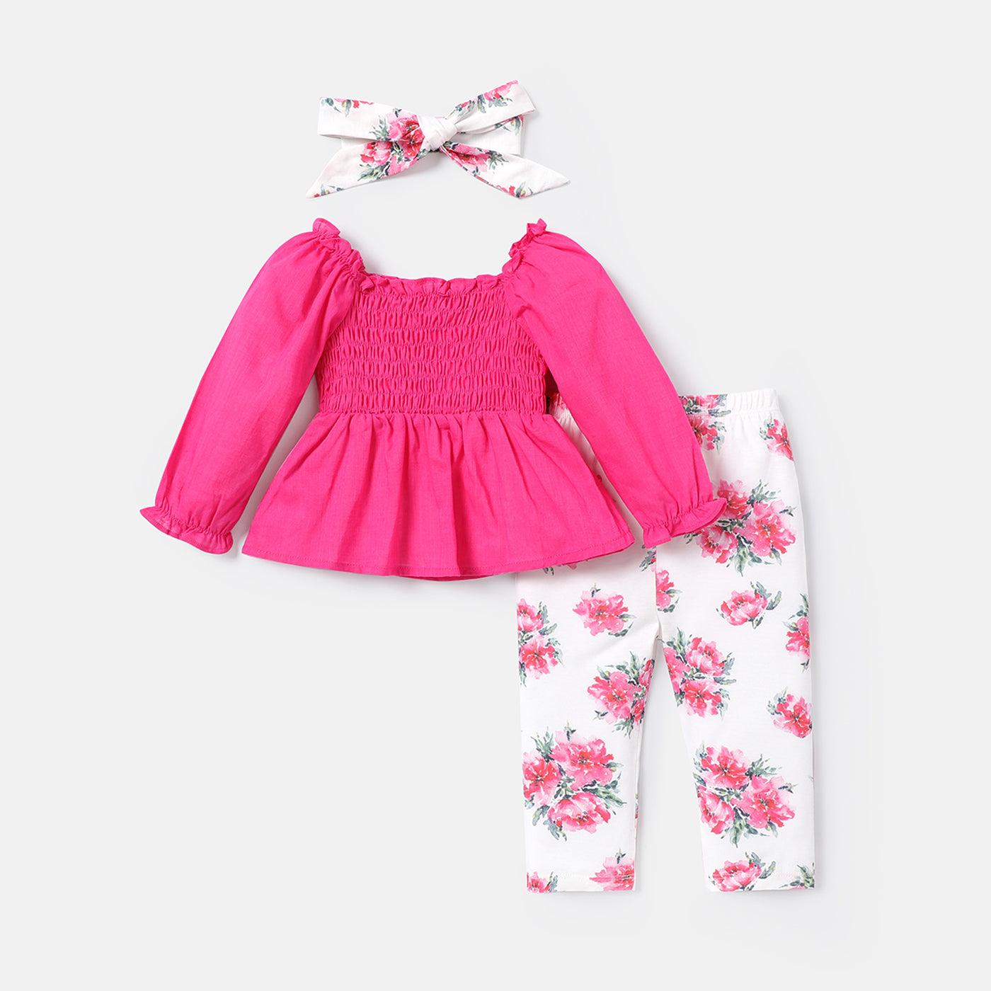 Baby girl 2pc floral set with matching headband Pink for kids