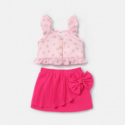 Toddler girl 2pc top and skirt set Pink for kids