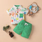 Baby boy animal printed t-shirt and shorts set Green for kids
