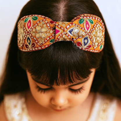 Choko Ethnic Thread Embroidered Fabric Hairband for Girls Traditional Festive Wear Style