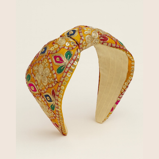 Choko Ethnic Thread Embroidered Fabric Hairband for Girls Traditional Festive Wear Style