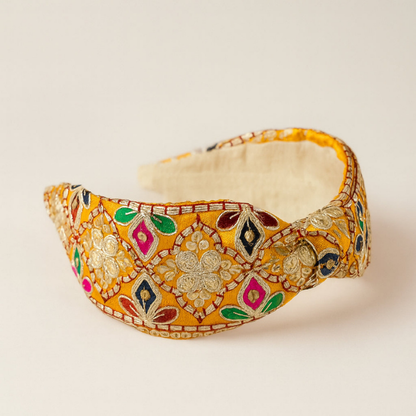 Choko Ethnic Thread Embroidered Fabric Hairband for Girls Traditional Festive Wear Style