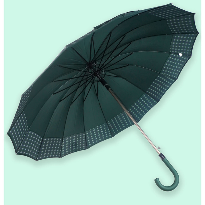 Bottle Green Checks Large Canopy Size Umbrella for Adults